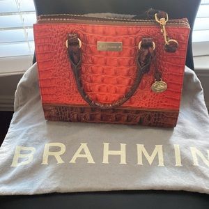 Brahmin red and brown shoulder bag